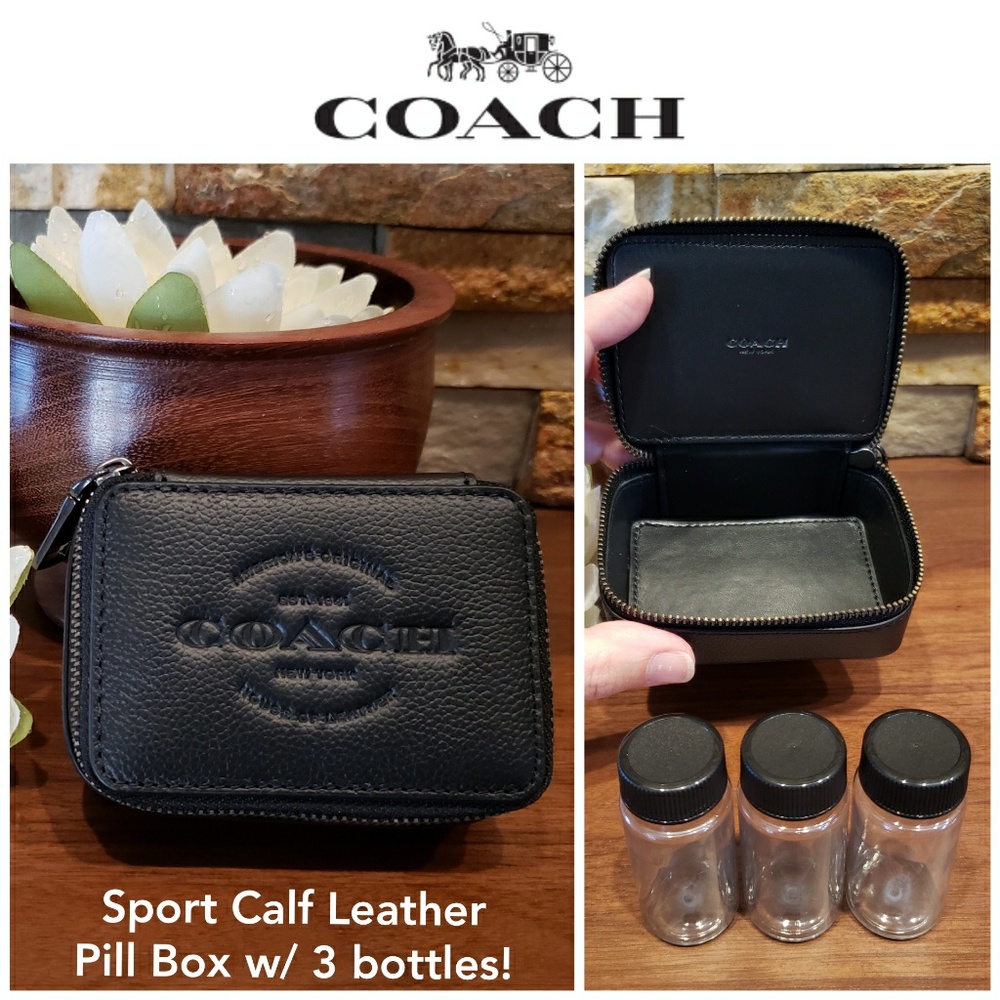 Coach Black Leather Pill Box